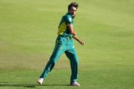 DURBAN, SOUTH AFRICA - OCTOBER 05: Imran Tahir celebrates David Warner's wicket during the 3rd Momentum ODI Series match between South Africa and Australia at Sahara Stadium Kingsmead on October 05, 2016 in Durban, South Africa. (Photo by Anesh Debiky/Gallo Images/Getty Images)